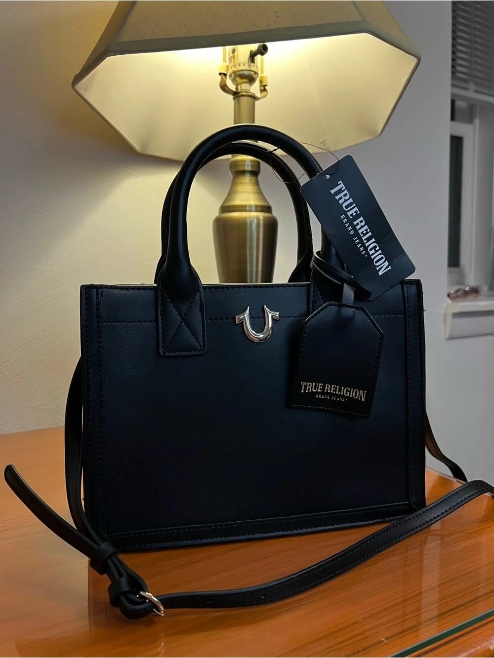 True Religion Black Satchel Crossbody Handbag